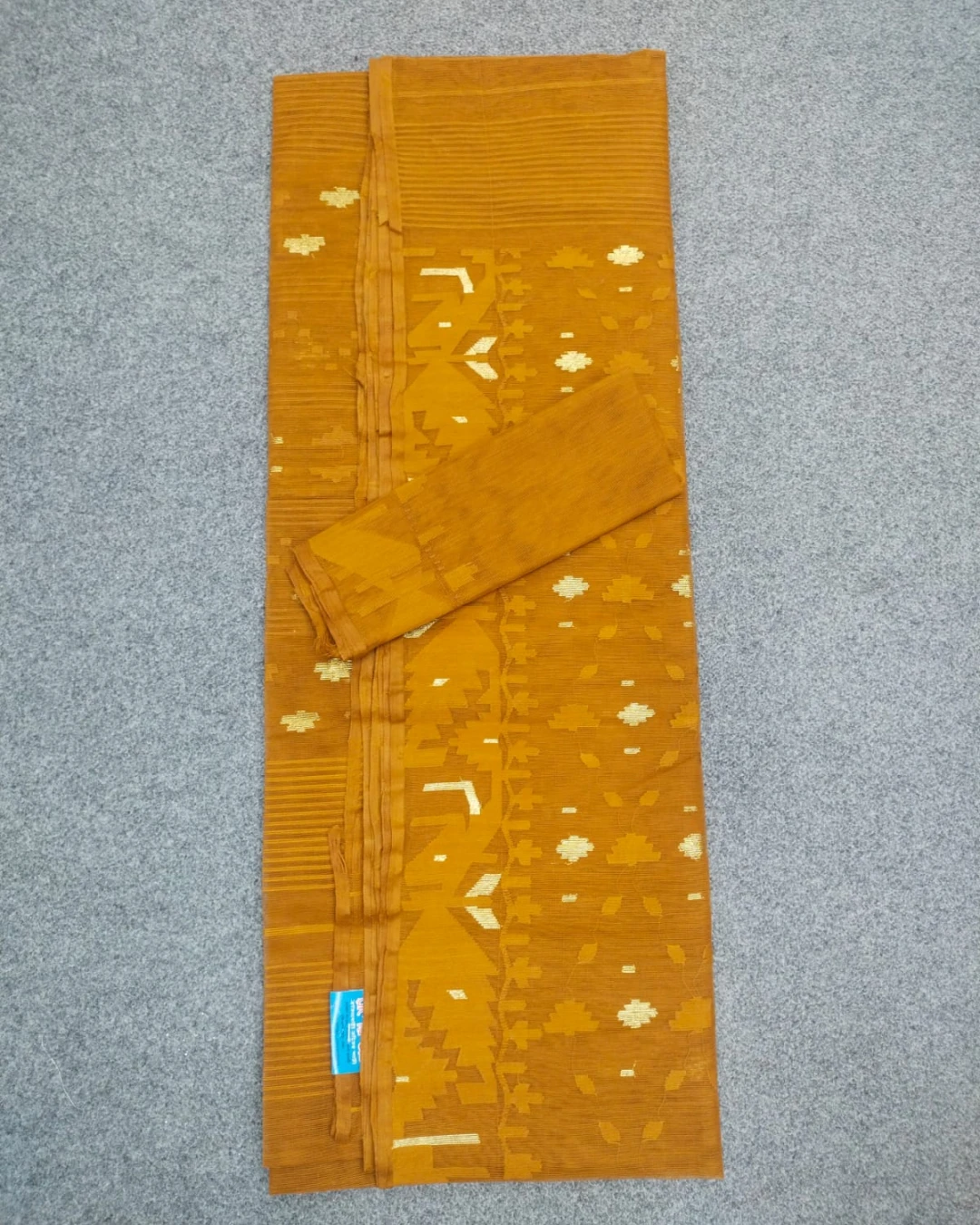 Mustard Yellow Handloom Ransom Silk Jamdani Saree