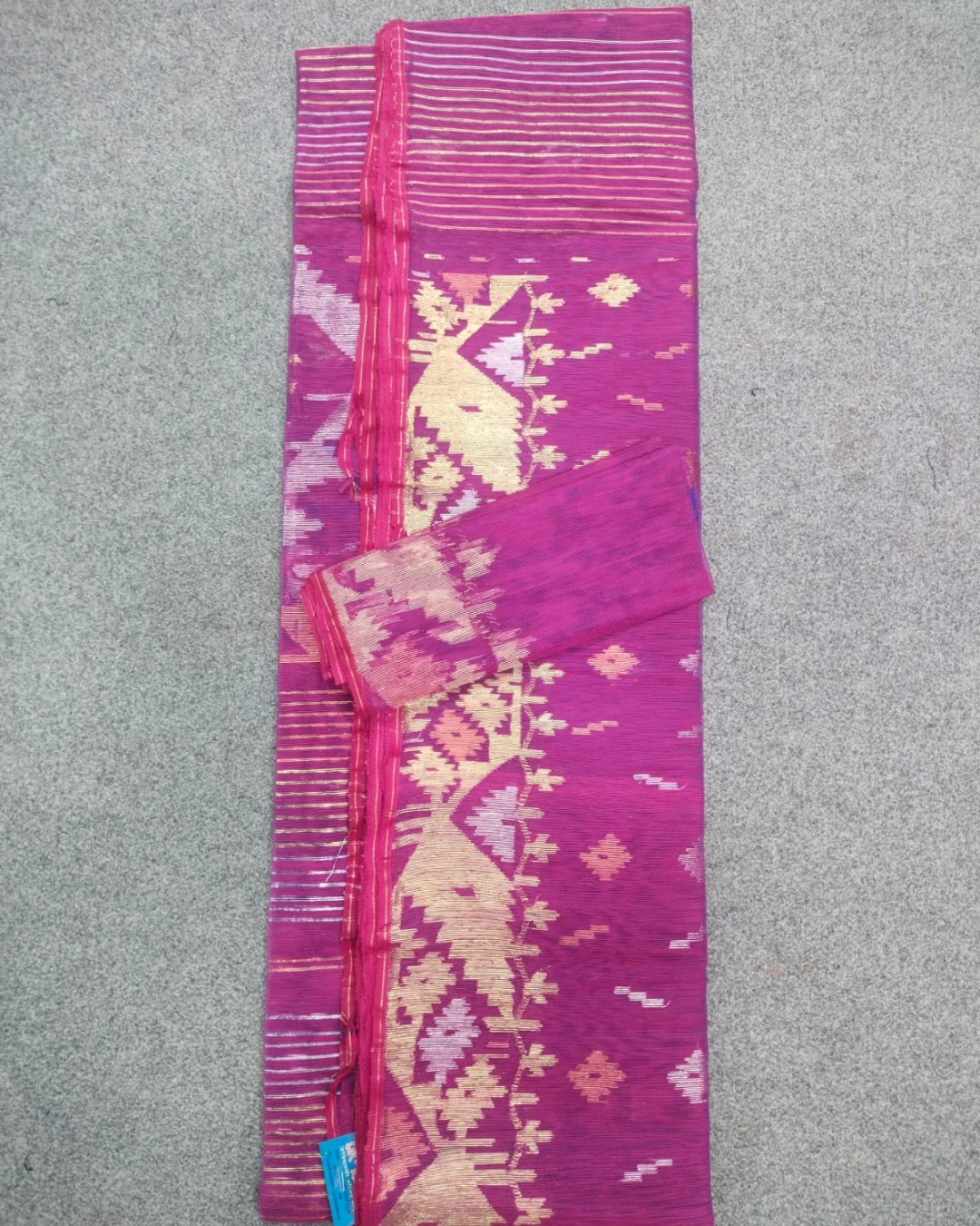 Mauve Purple Geometric Handloom Ransom Silk Jamdani Saree