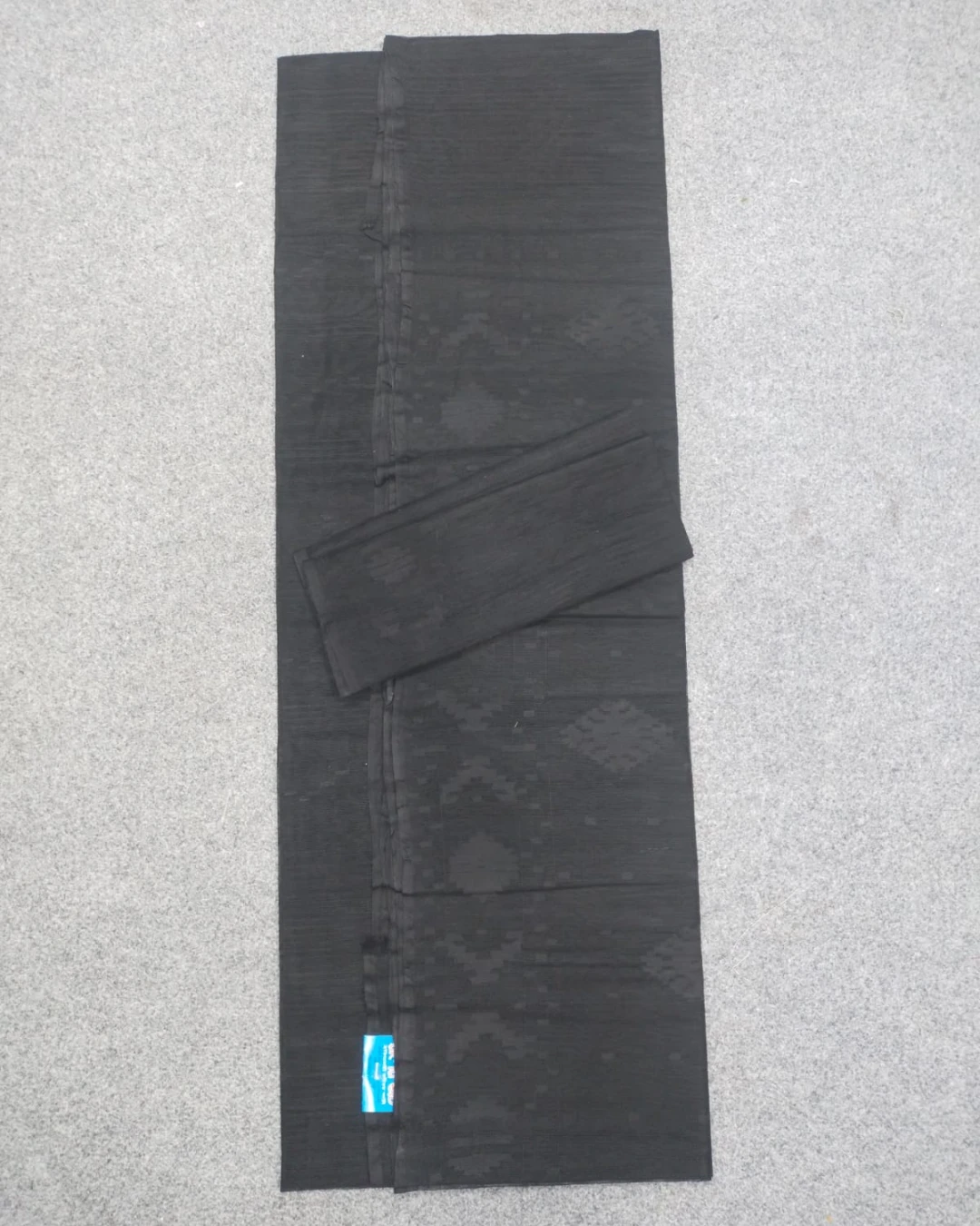 All Black Self-Weave Geometric Handloom Ransom Silk Jamdani Saree