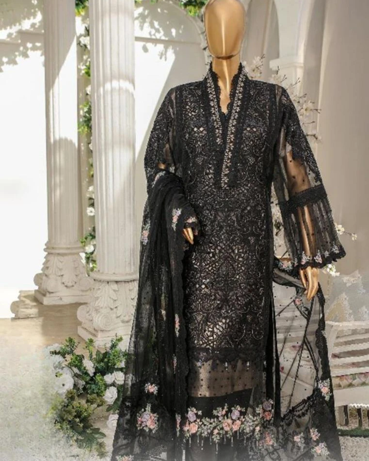 Pakistani Lavish Heavy Embroidered Unstitched Organza Three Piece - Dune