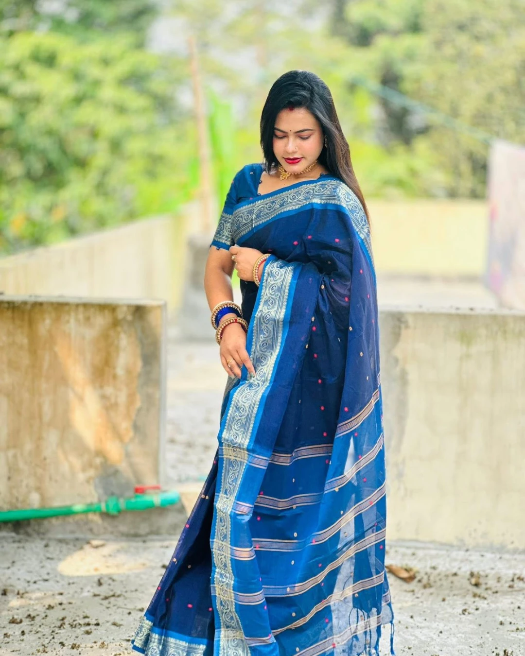 Women's Tangail Tat Madurai Maslaice Cotton Saree-1