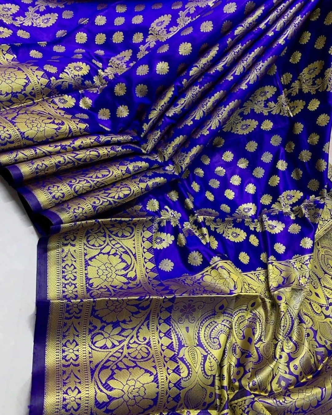 Women's Soft Silk Katan Saree-Blue