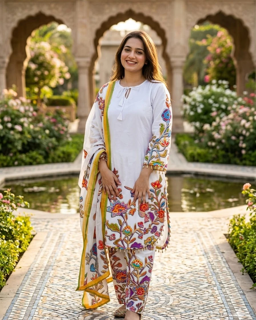 Exclusive Floral Printed Dubai Silk 3-Piece Suit