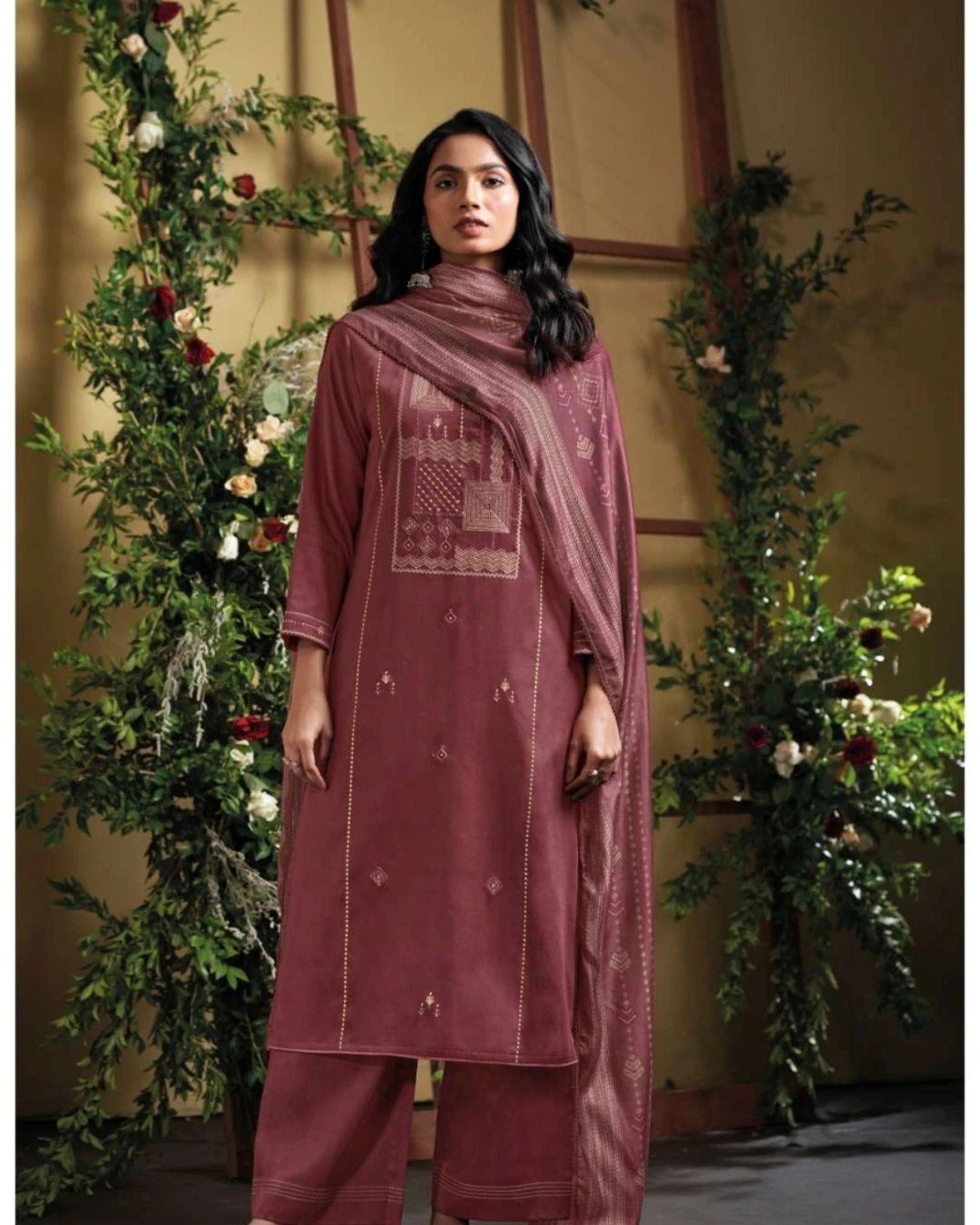 Women's Premium Casual & Festive Cotton 3-Piece Suit-Unstitched