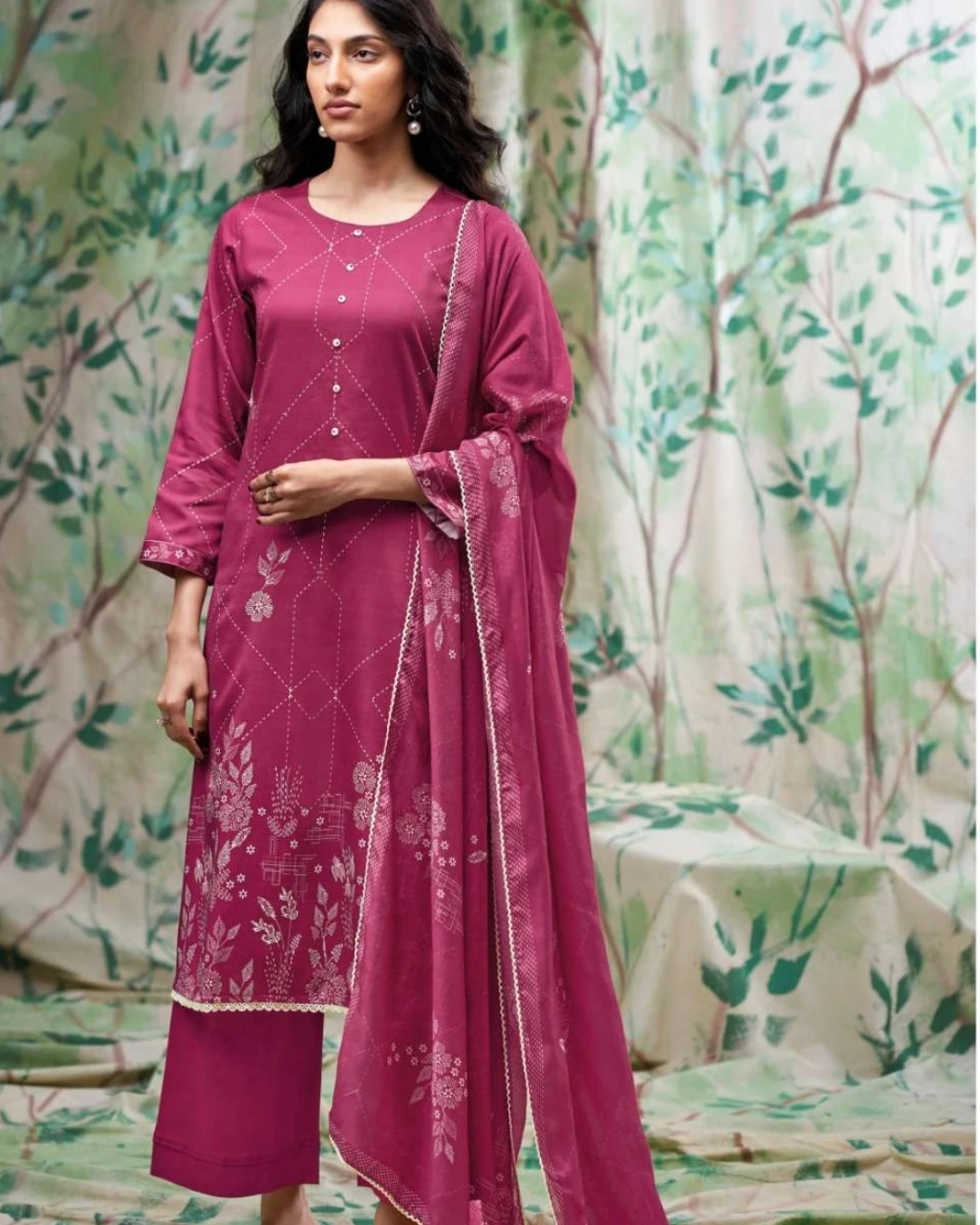 Women's Premium Unstitched Elegant Cotton 3-Piece Suit