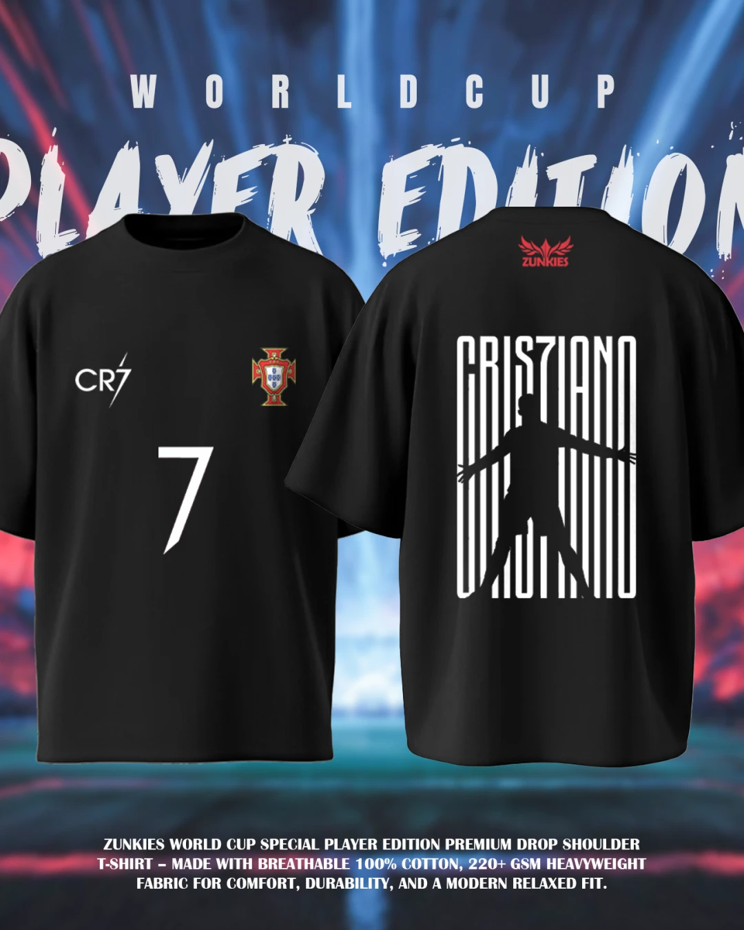Ronaldo Fifa World Cup - Zunkies Premium Collection - Oversized Drop Shoulder T-shirt
