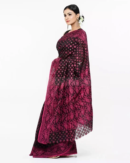 Women's Fashionable Half Silk Jamdani Saree-1