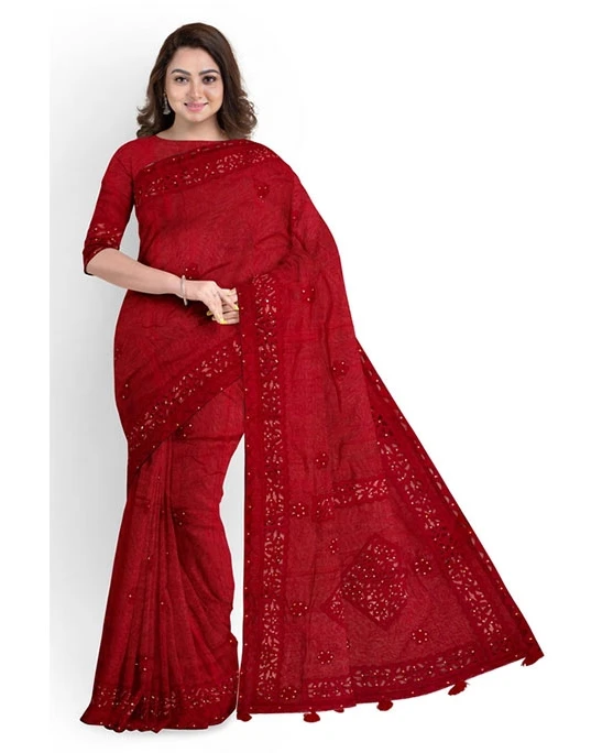 Women's Fashionable Half Silk Cut Work Saree-1