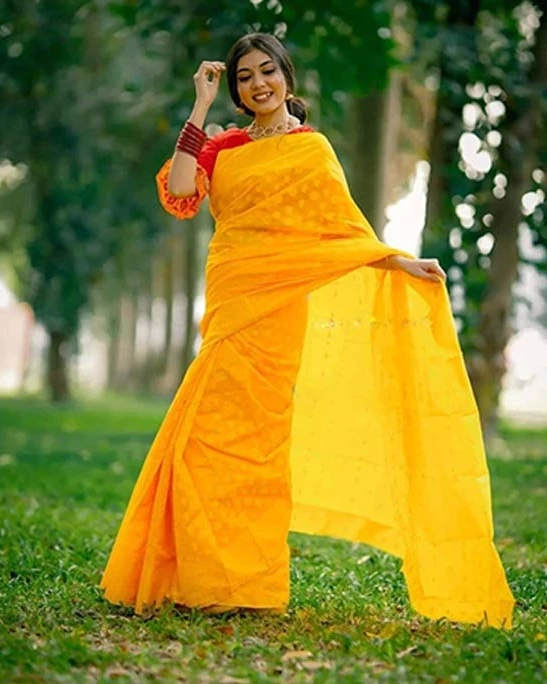 Women's Fashionable Half Silk Jamdani Saree NS-81