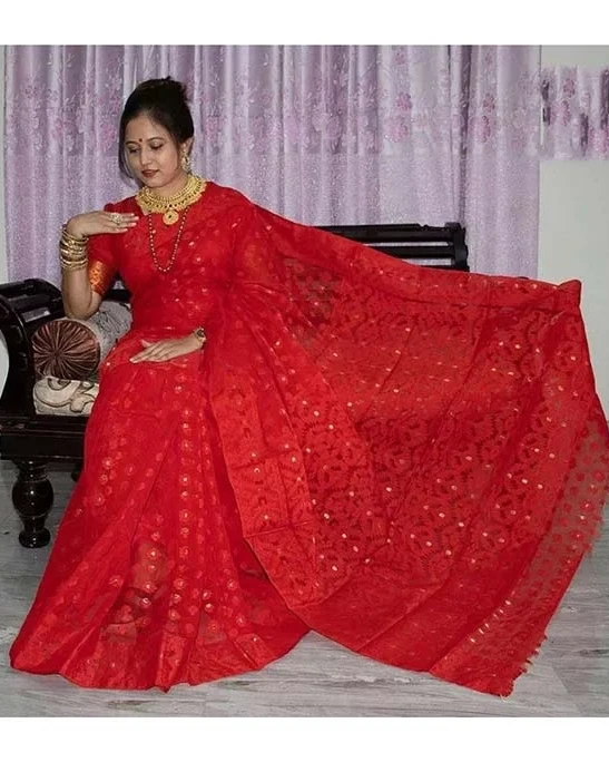 Women's Fashionable Half Silk Jamdani Saree NS-79
