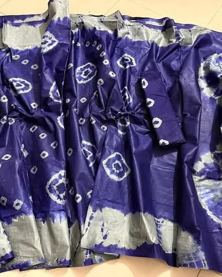 Women's Cotton Batik Saree Blue