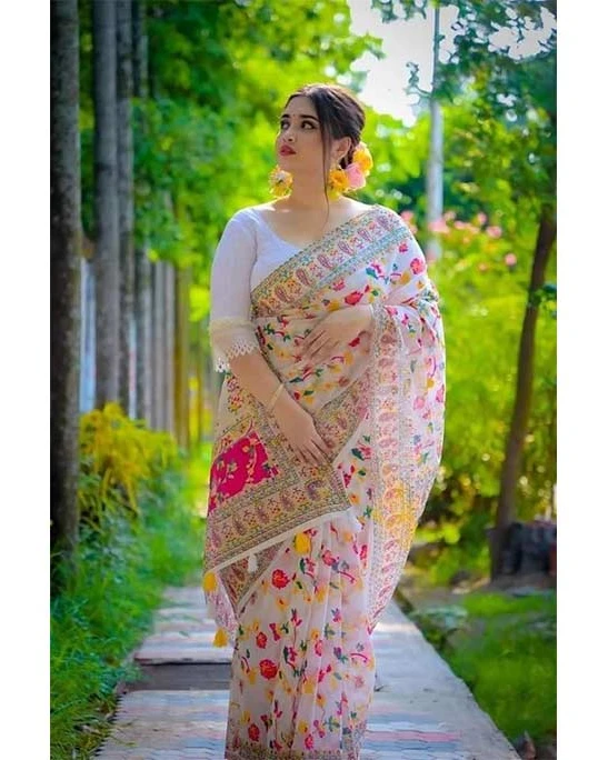 Women's Half Silk Skin Print Saree SP-7
