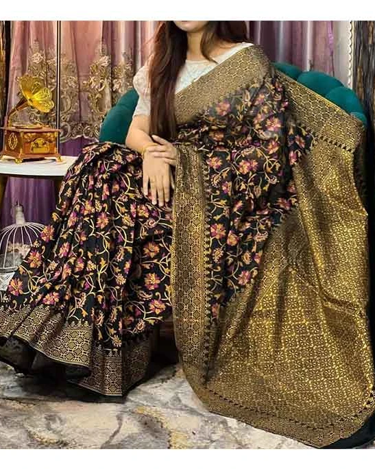 Women's Half Silk Skin Print Saree SP-4