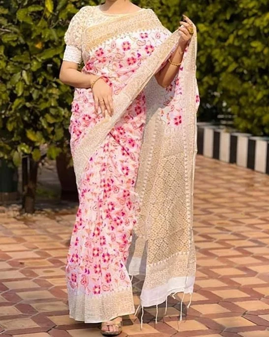 Women's Half Silk Skin Print Saree SP-3