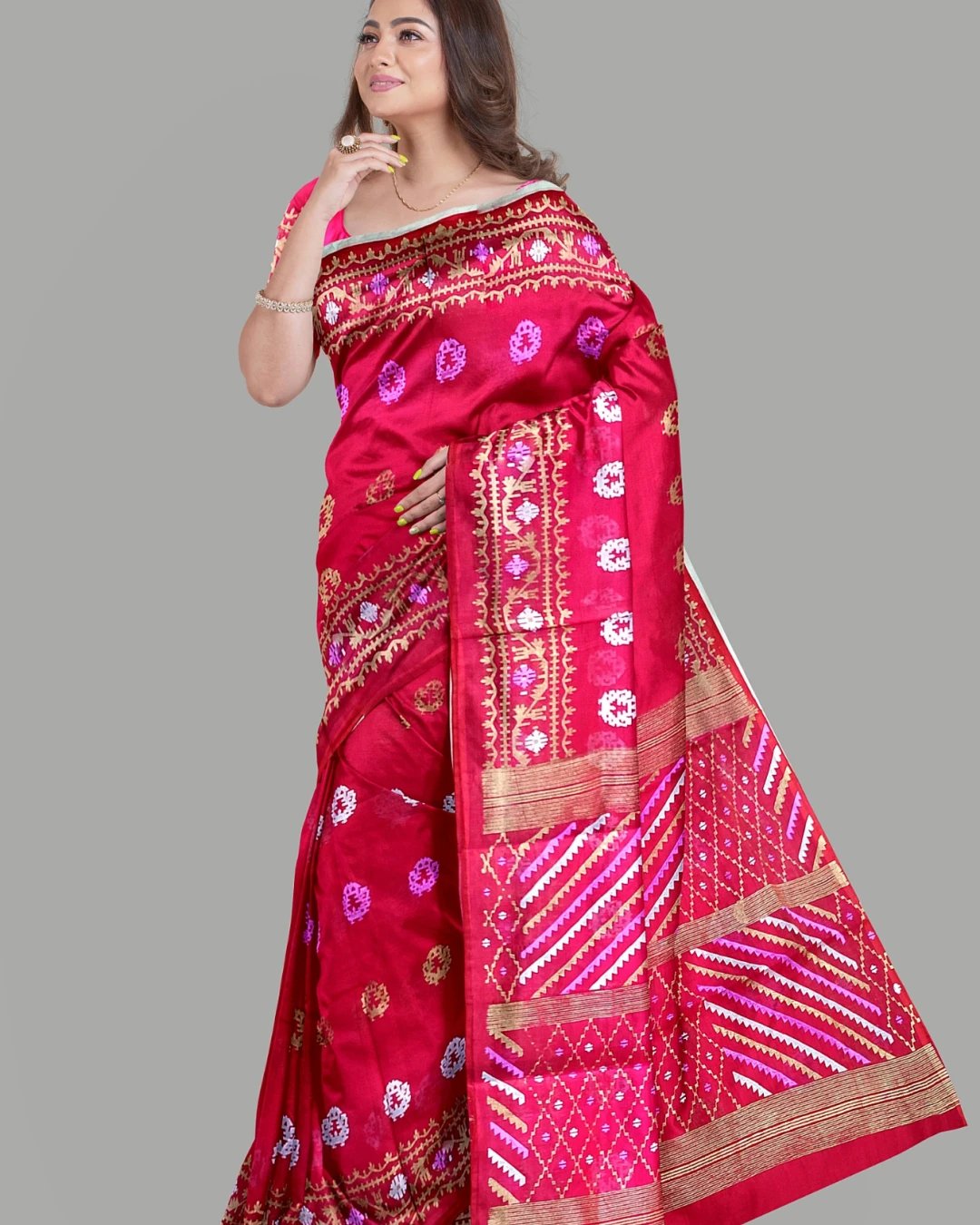 Half Silk Screen Print Saree (NY-13)