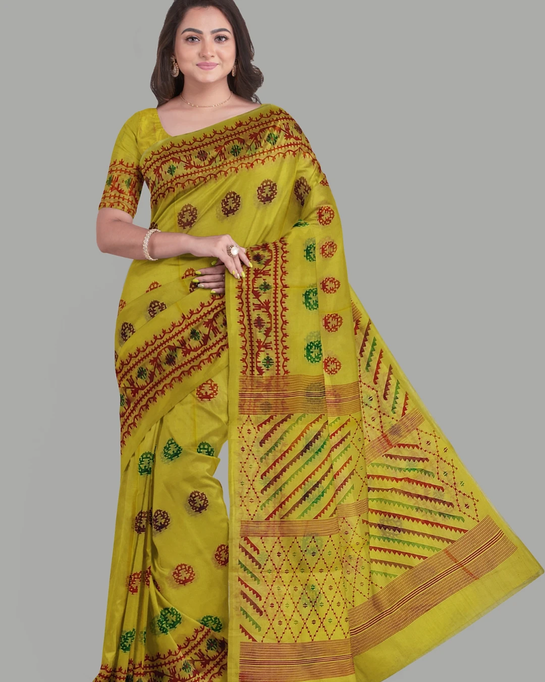 Half Silk Screen Print Saree (NY-12)