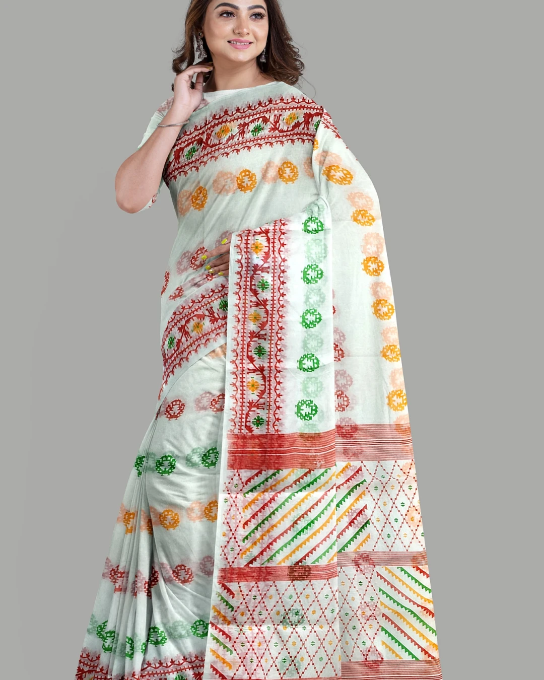Half Silk Screen Print Saree (NY-11)