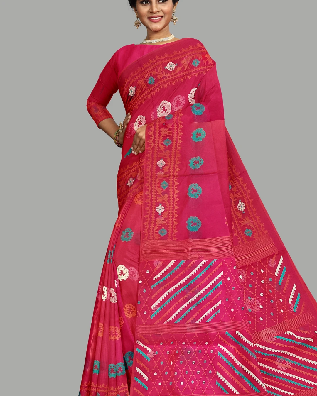 Half Silk Screen Print Saree (NY-08)