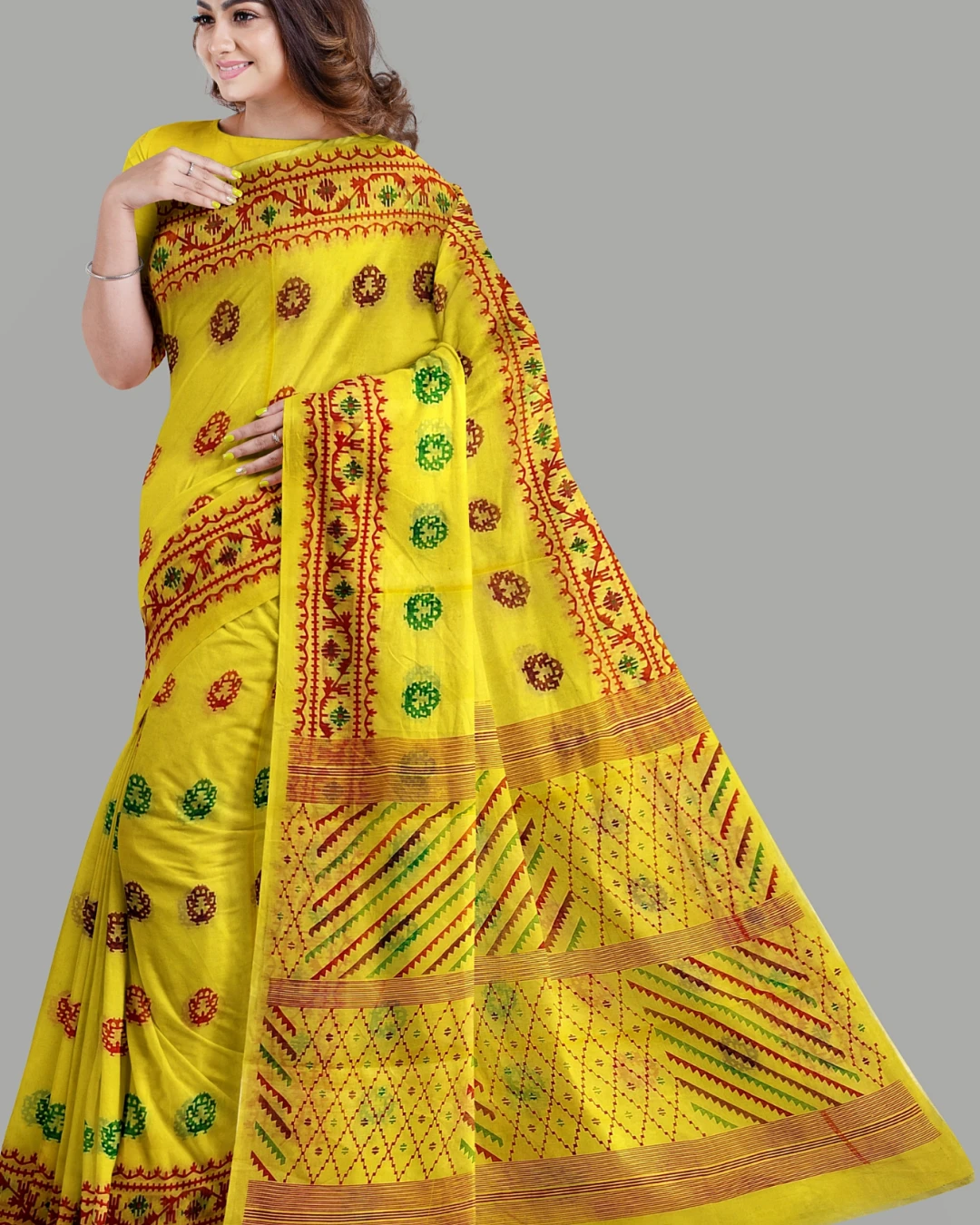 Half Silk Screen Print Saree (NY-07)