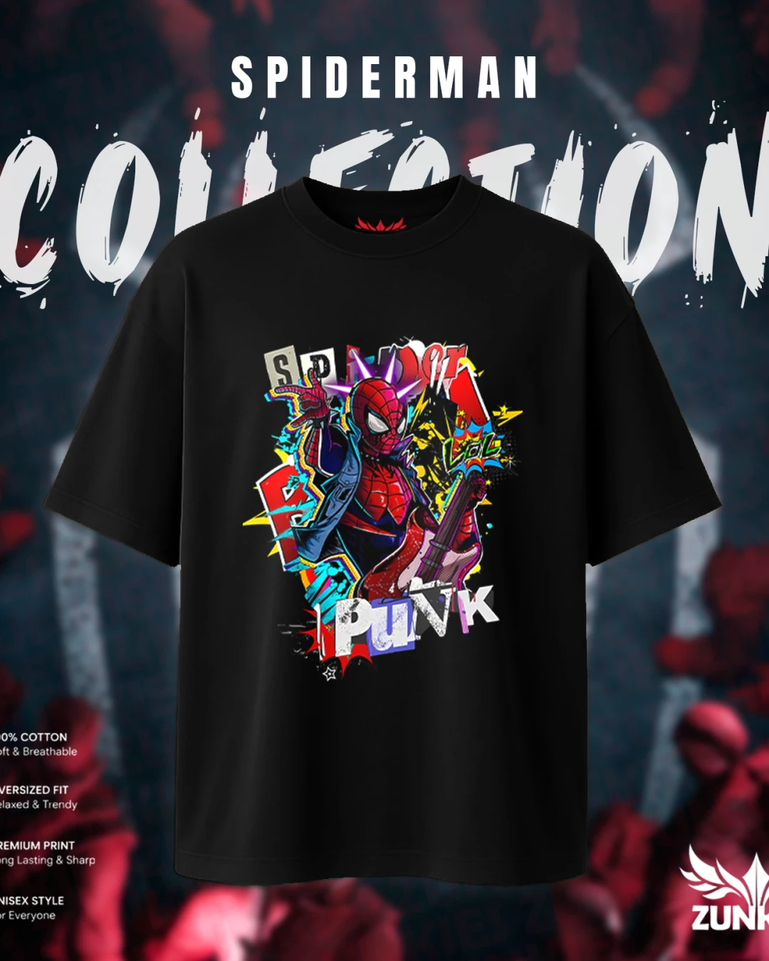 Spider-Punk Neon Rocker Oversized Tee