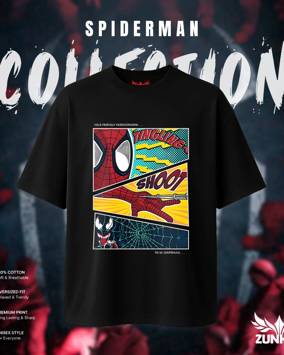 Spider-Man Retro Action Panel Oversized Tee