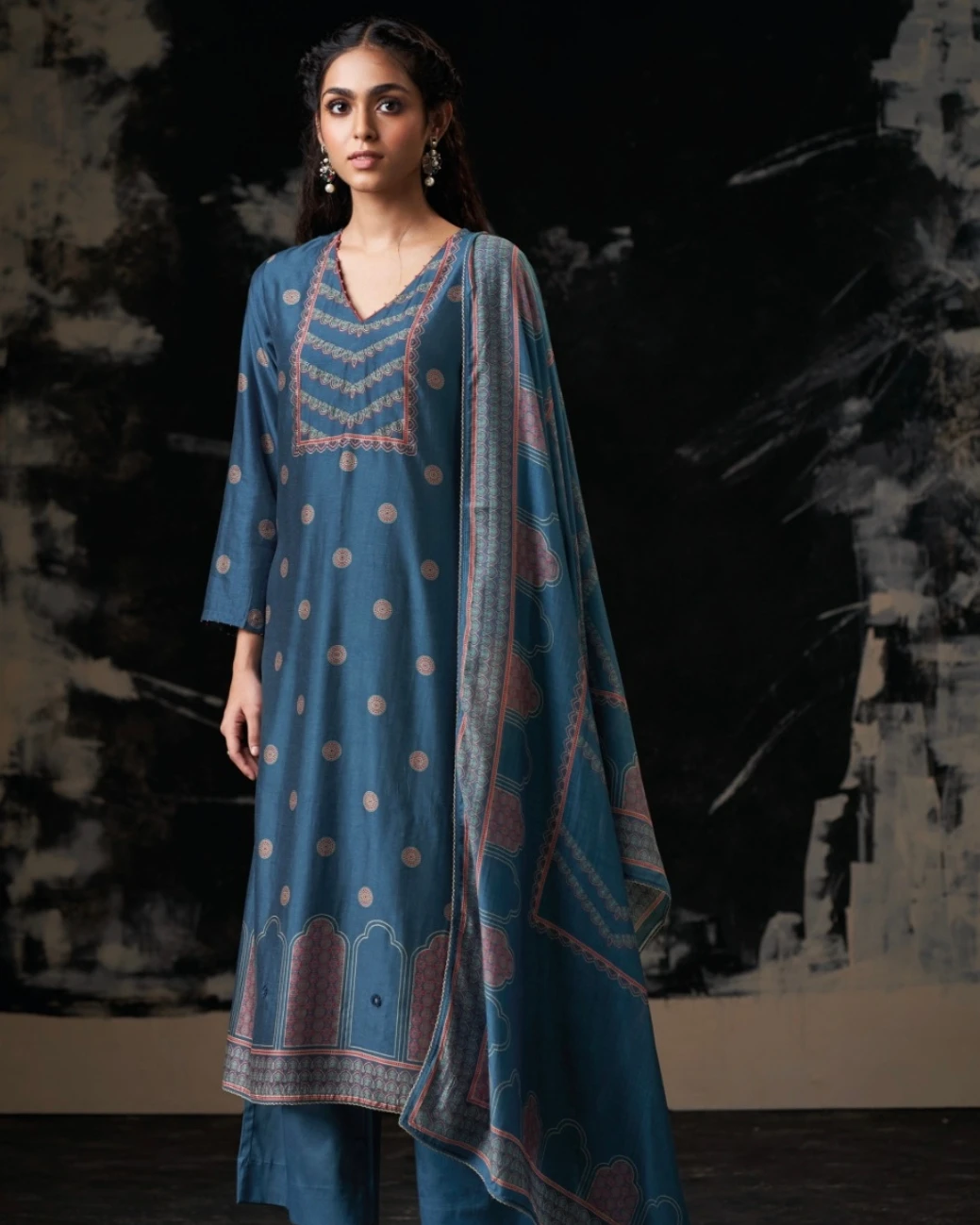 Ocean Breeze Embroidered Cotton Salwar Kameez Set
