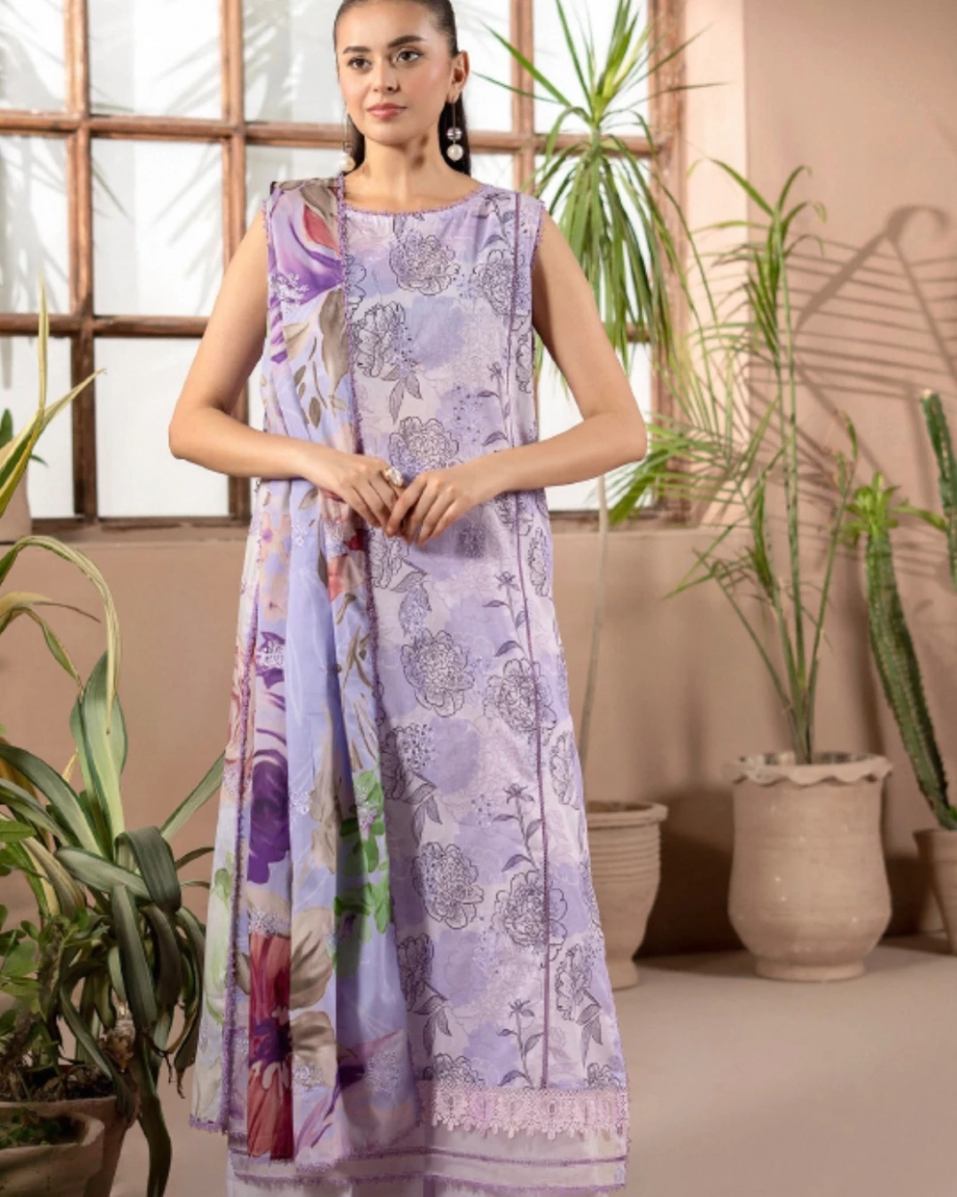 Amethyst Garden Embroidered Cotton Salwar Suit Set