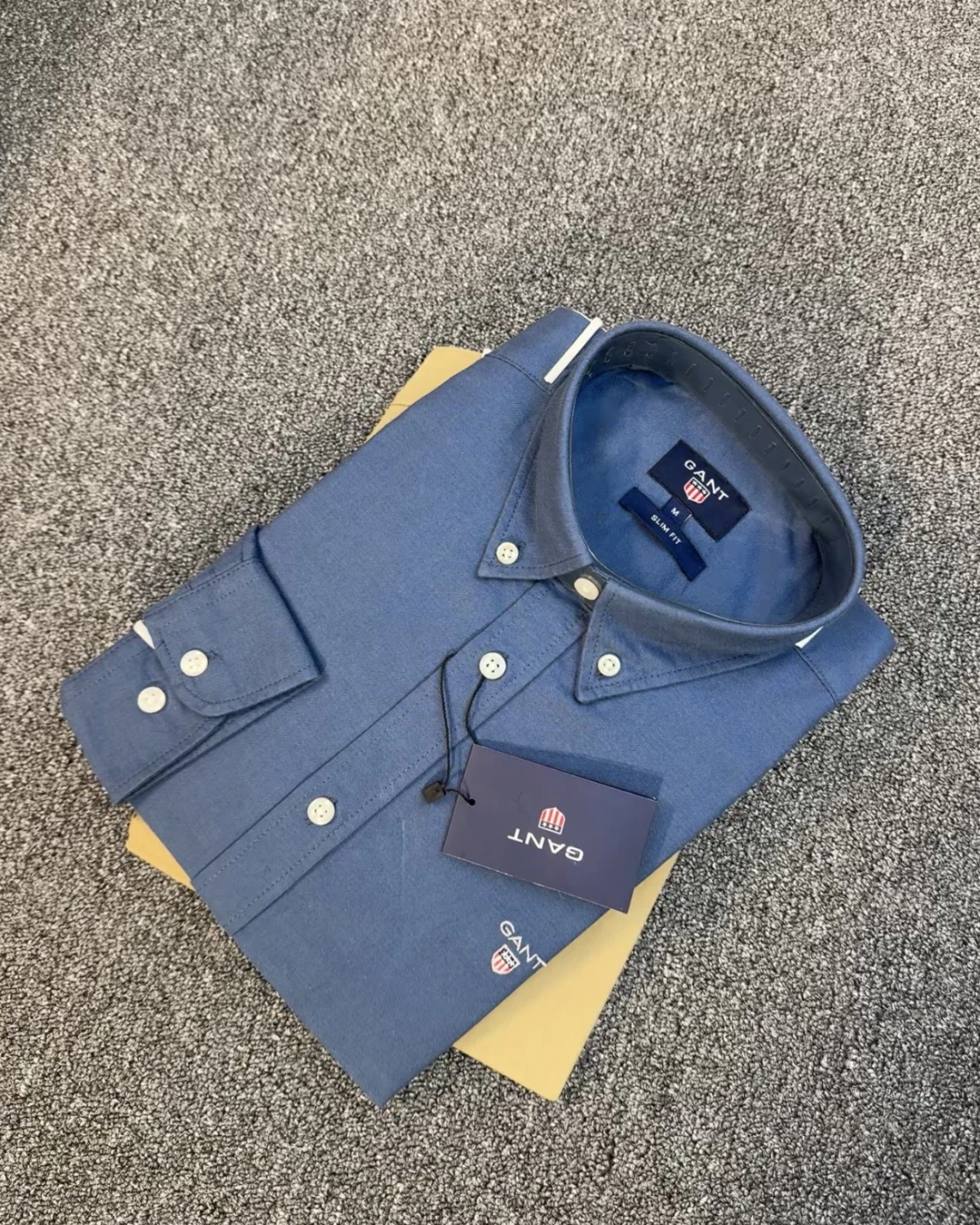 GANT Premium Indigo Denim-Blue Solid Shirt