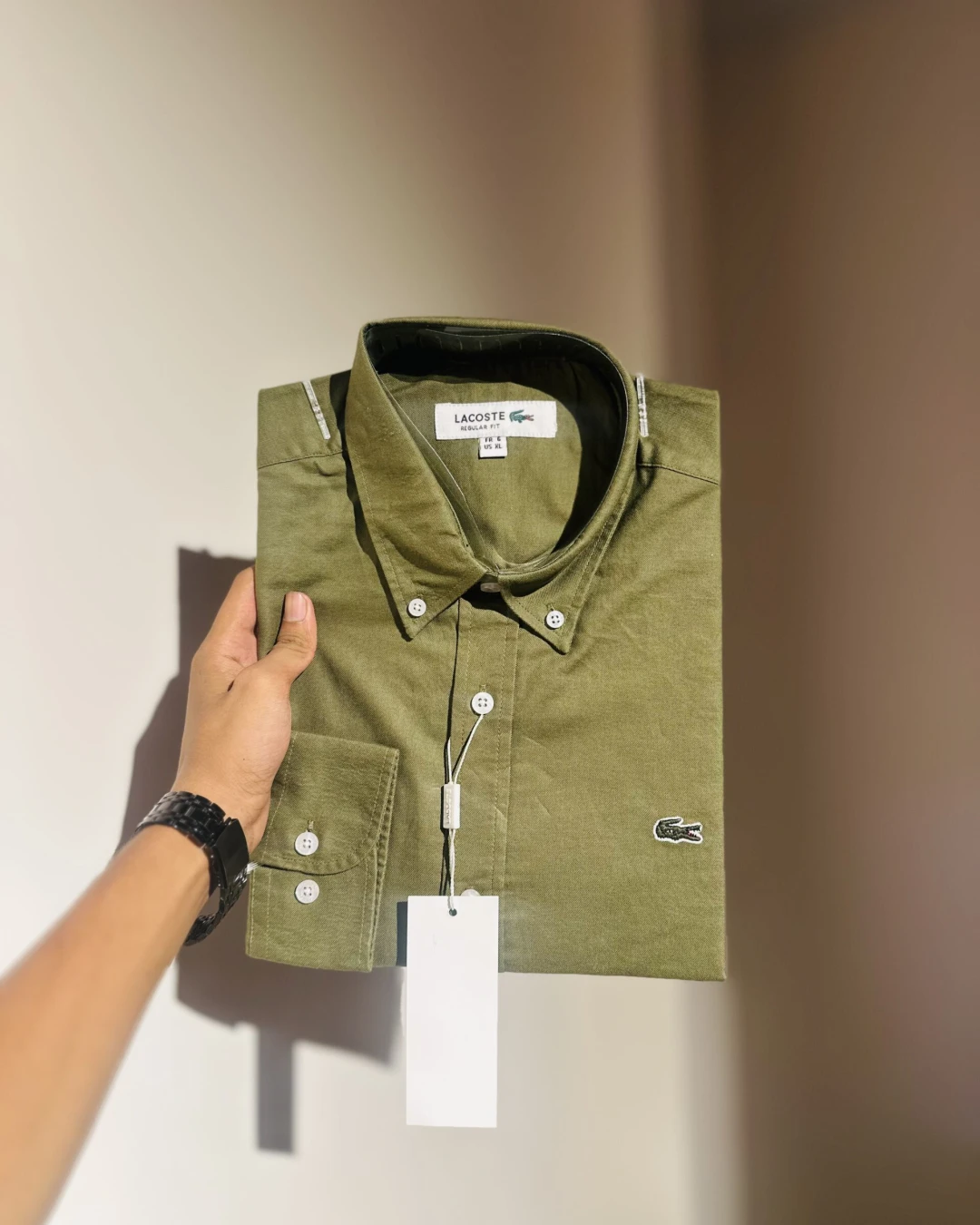 Lacoste Premium Olive Solid Shirt-1