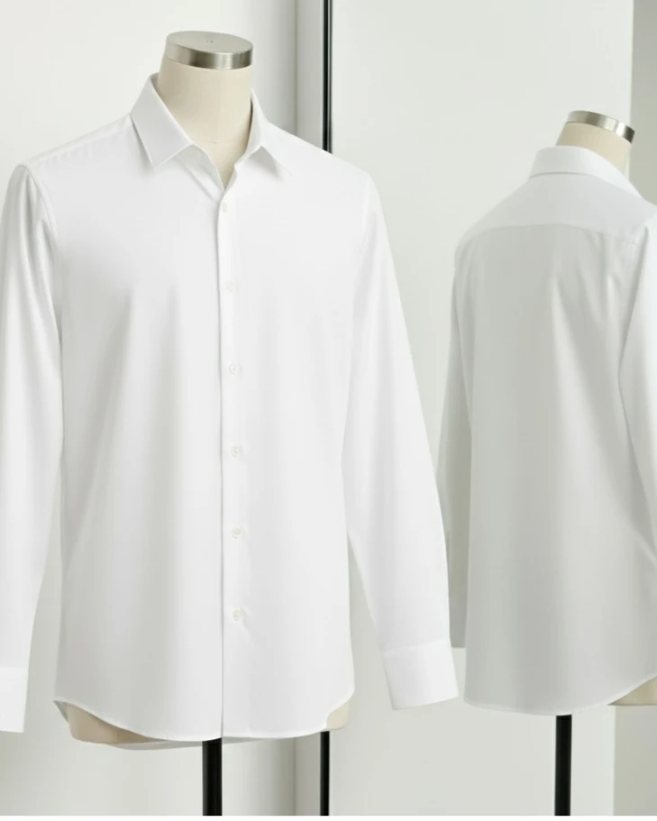 White Premium Micro Stretch Spandex Long Sleeve Shirt