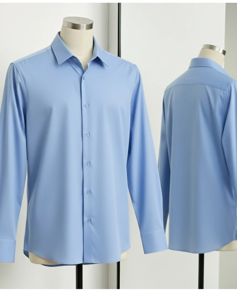 Light Blue Premium Micro Stretch Spandex Long Sleeve Shirt
