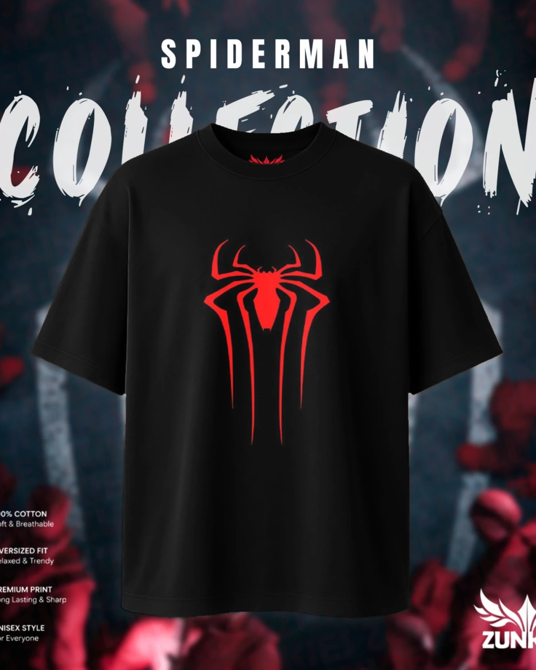 Spider-Man Classic Crest Solid Black Tee
