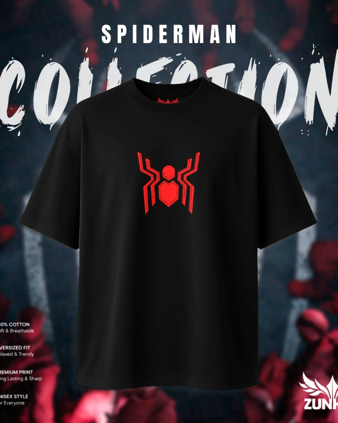 Spider-Man Tech-Geometric Logo Solid Black Tee