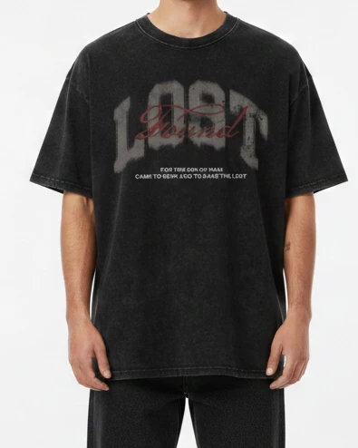 Lost & Found Acid Wash Oversized Drop Shoulder Tee