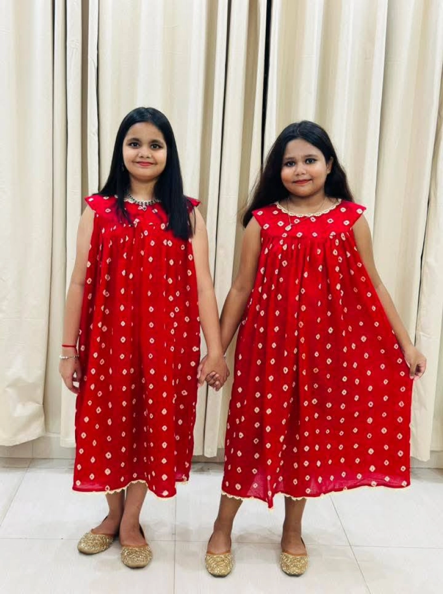 Multi-Color Tie-Dye Sleeveless Kids' Frock