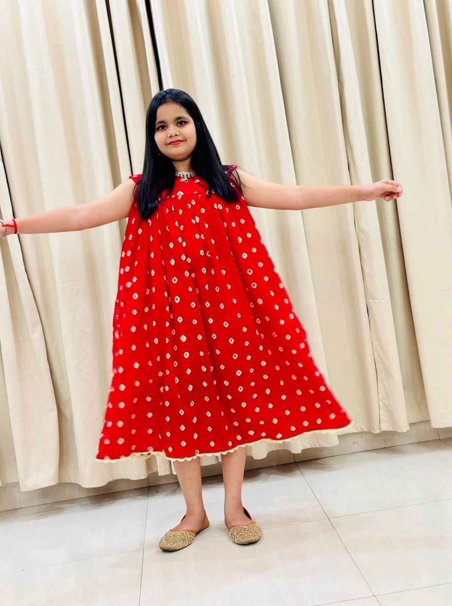 Multi-Color Tie-Dye Sleeveless Kids' Frock