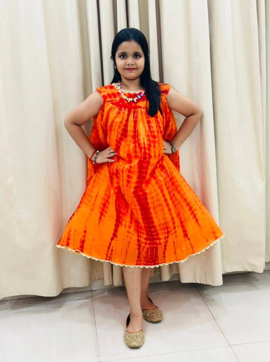 Multi-Color Tie-Dye Sleeveless Kids' Frock