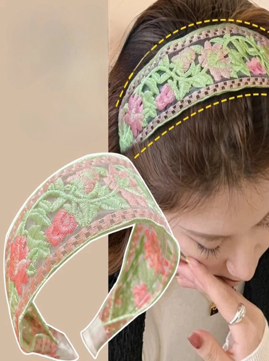 ProX Elegant Chiffon Embroidery Flower Hairband_B-602-1
