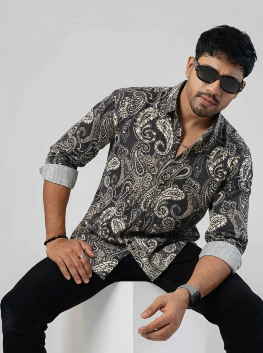 Autumn Earth-Toned Paisley Casual Shirt