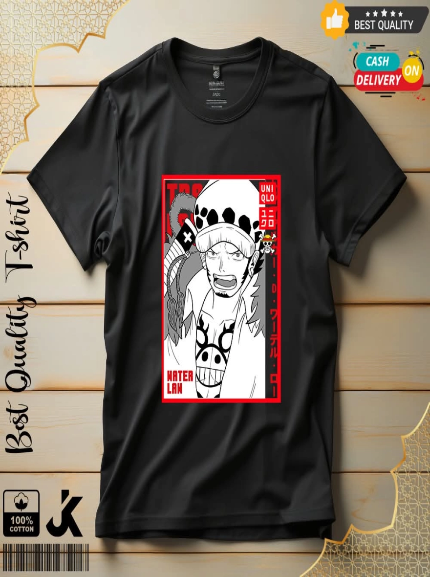 Graphic on a sleek black t-shirt