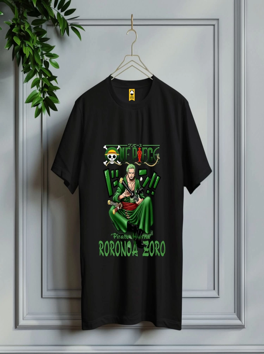 Graphic on a sleek black t-shirt