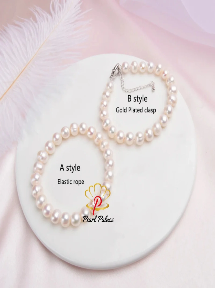 Genuine Natural Freshwater Pearl Bracelets Bangles for Women with Classic Fashion White Pearl Jewelry