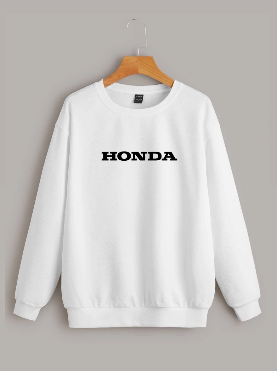 Honda Graphic Printed Unisex White Sweatshirt