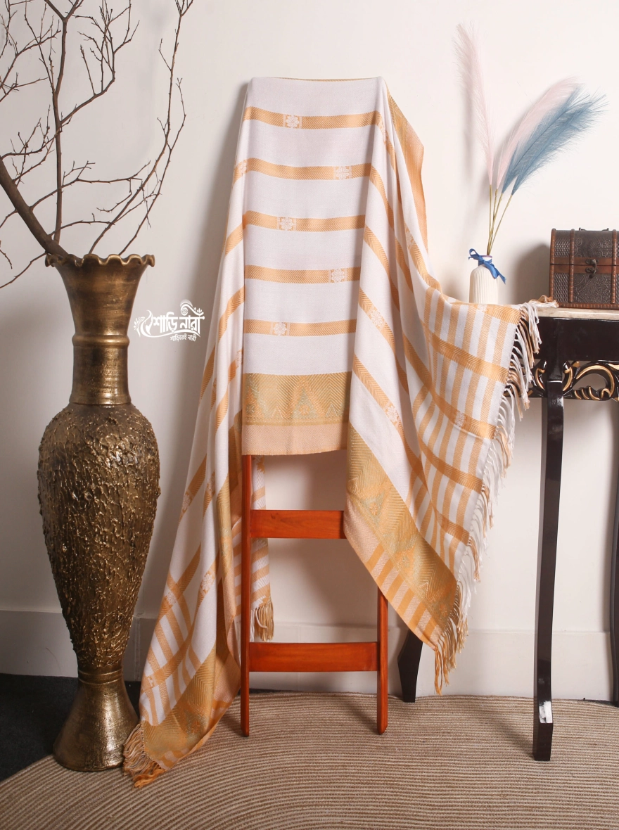 The Pearl Heritage Jamdani Shawl – Pristine White