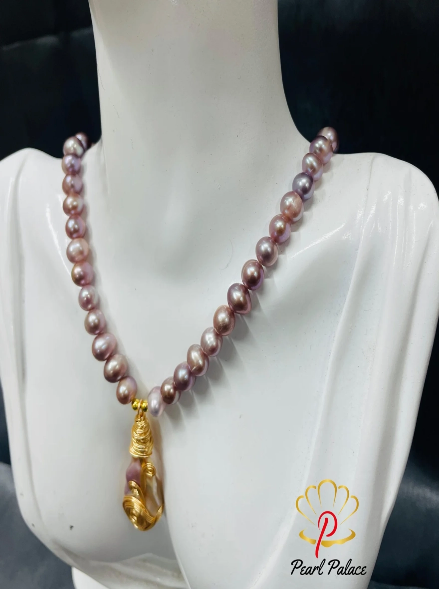 Purple fresh water pearl with mother pearl pendant