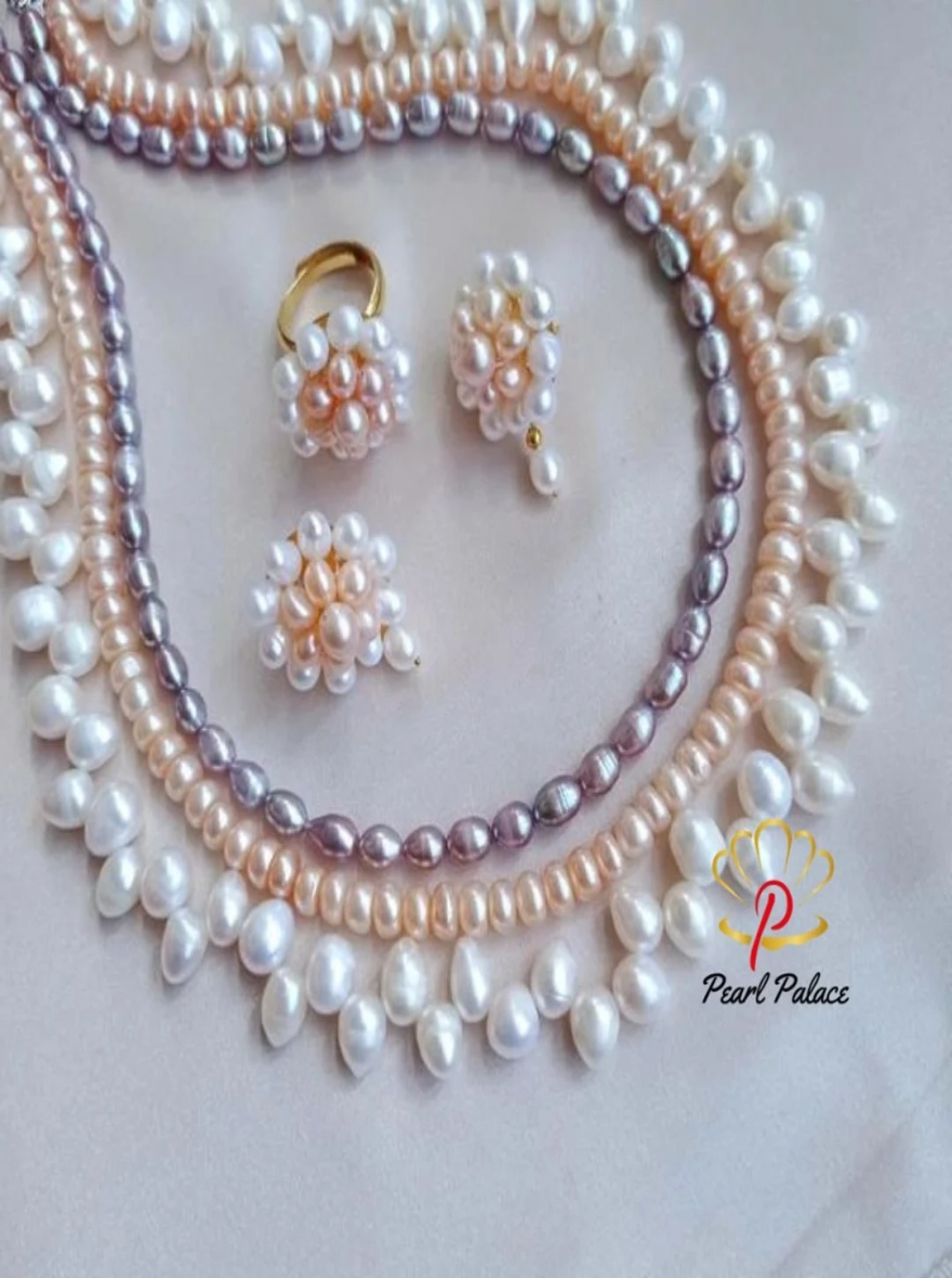 "Trio Harmony" Freshwater Pearl Jewelry Set.