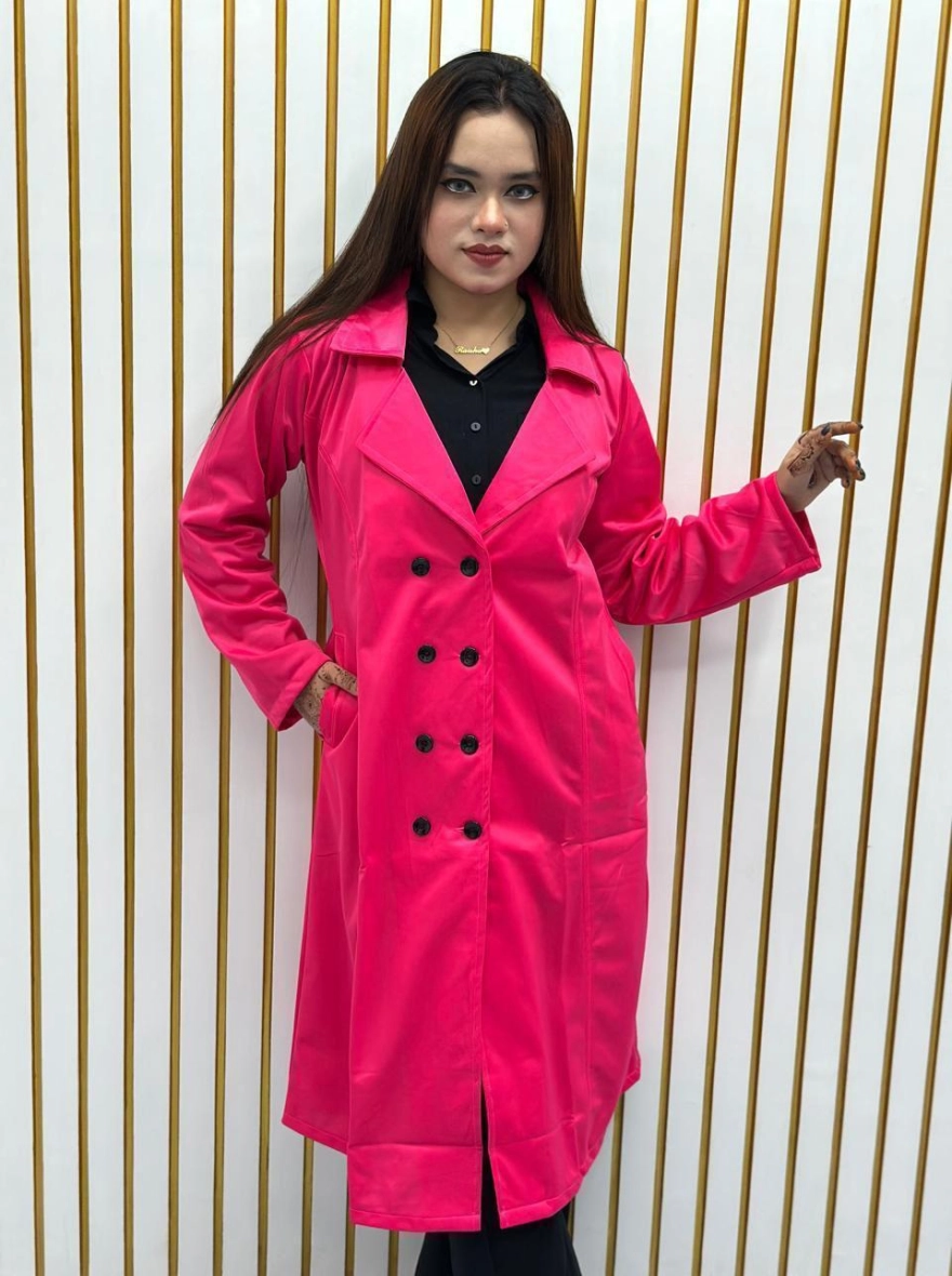 Midnight Noir Double-Breasted Trench Overcoat