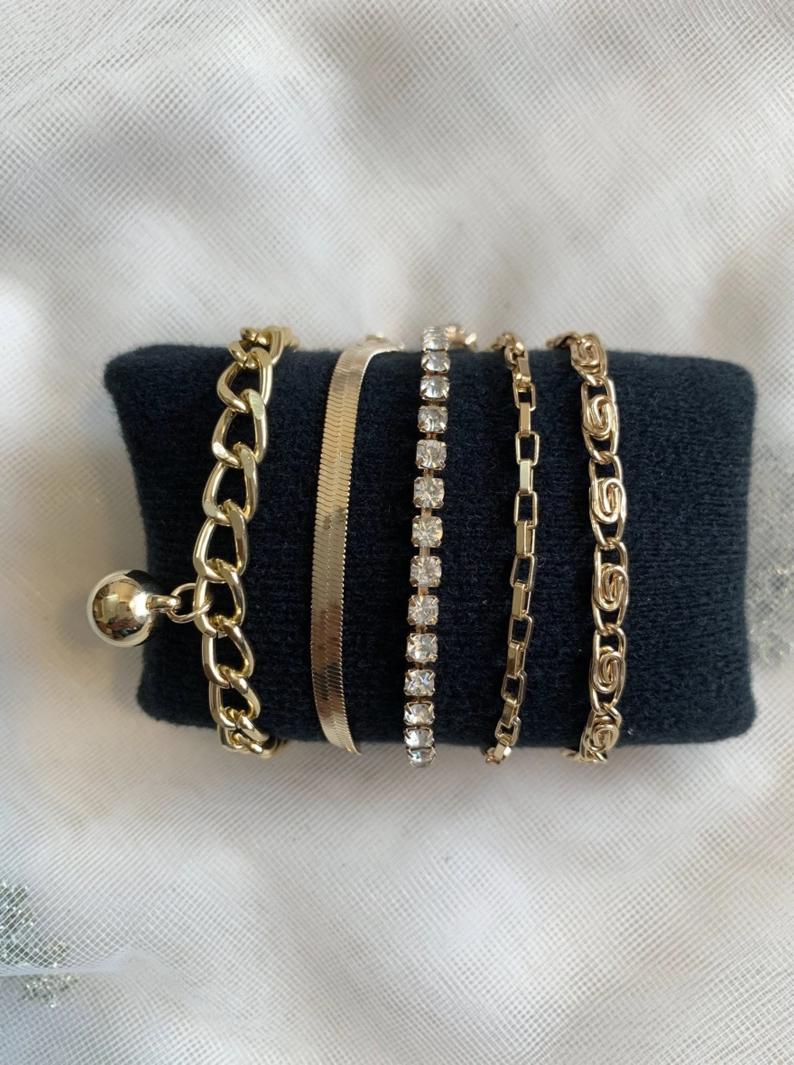 Aurora 5-Piece Gold-Plated Layering Bracelet Collection