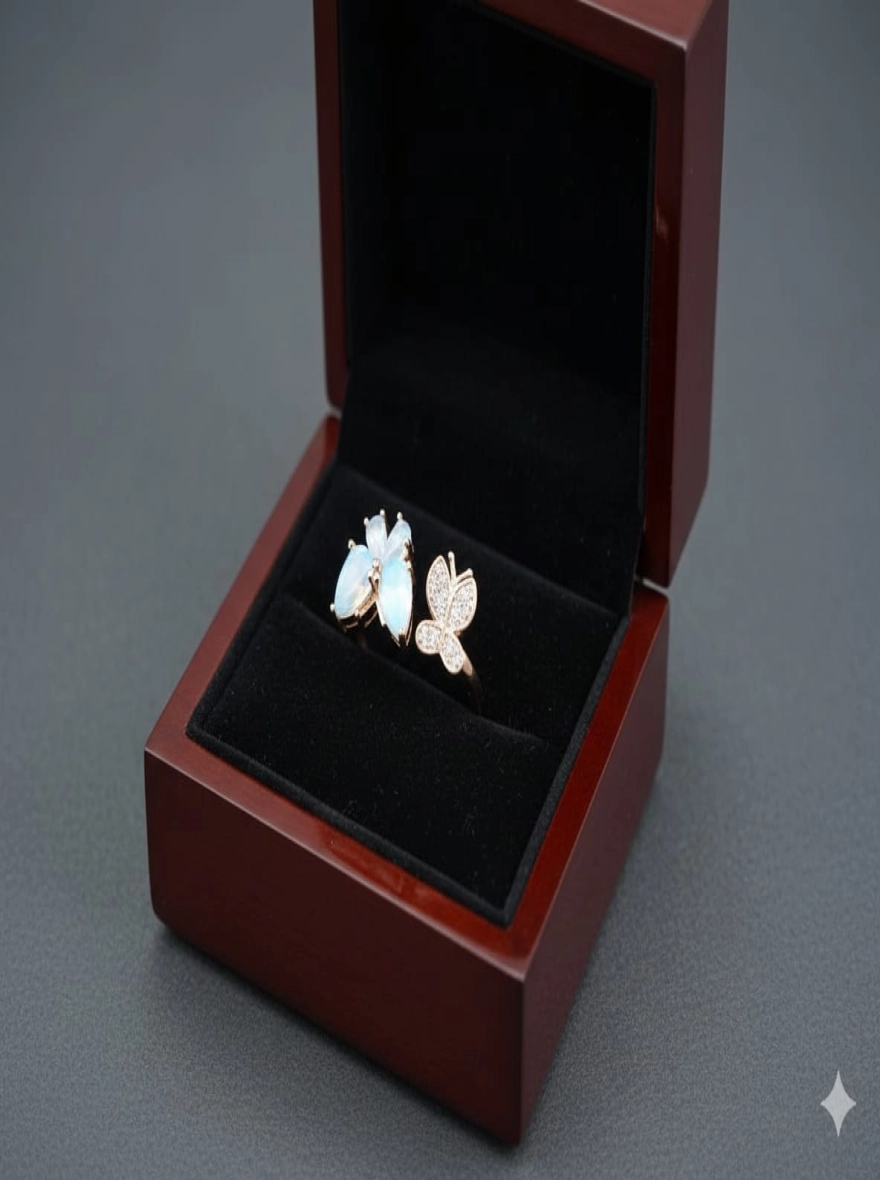 Enchanted Opal & Crystal Butterfly Bypass Ring
