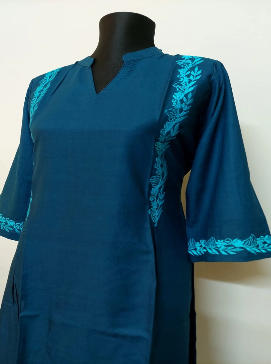 Crimson Dragonfly Embroidered Kurti